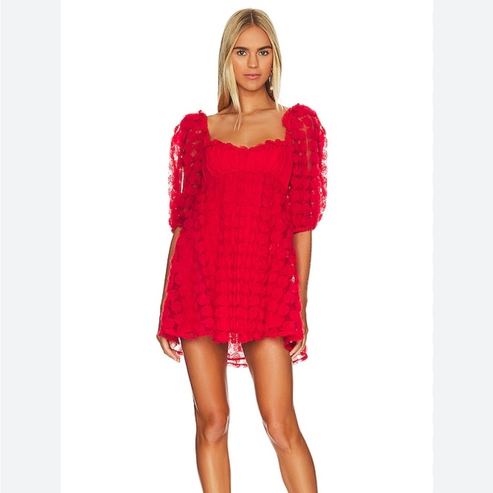 For Love And Lemons Red Babydoll Mini Dress Sleeveless